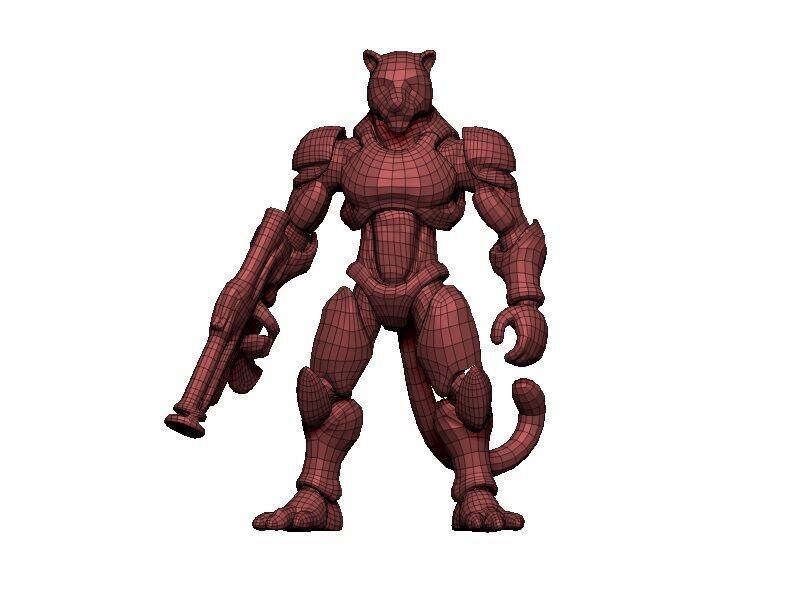 Leopard Cyborg Low-poly 3D model_7