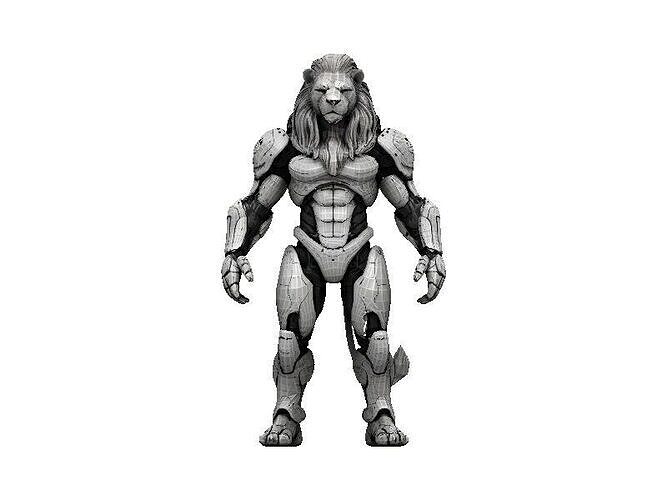 Lion Cyborg Low-poly 3D model
