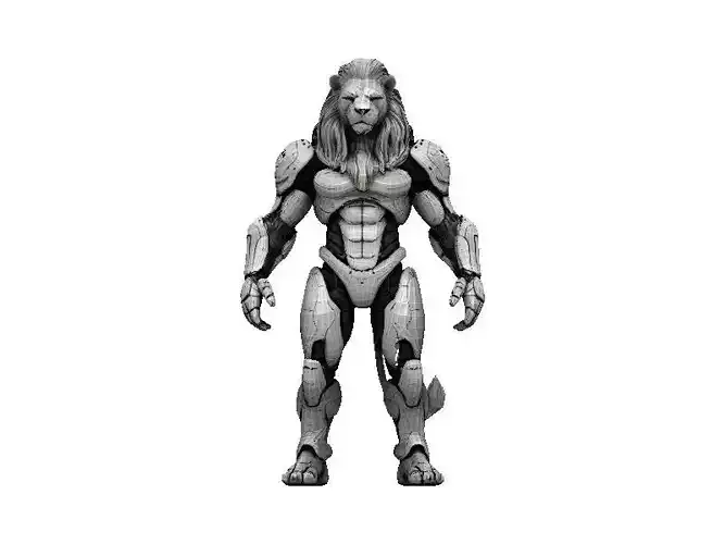 Lion Cyborg Low-poly 3D model