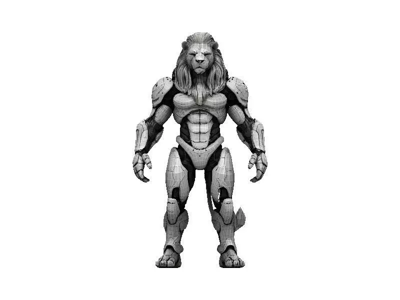 Lion Cyborg Low-poly 3D model_0