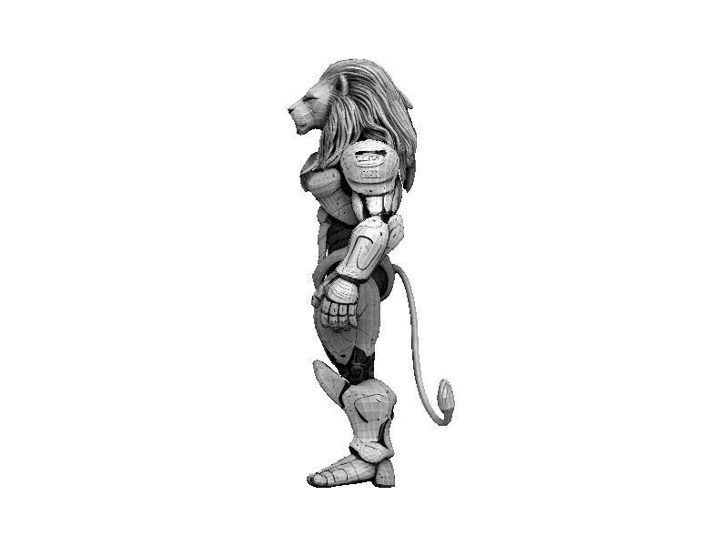 Lion Cyborg Low-poly 3D model_2