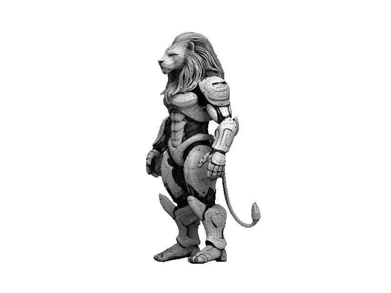 Lion Cyborg Low-poly 3D model_1