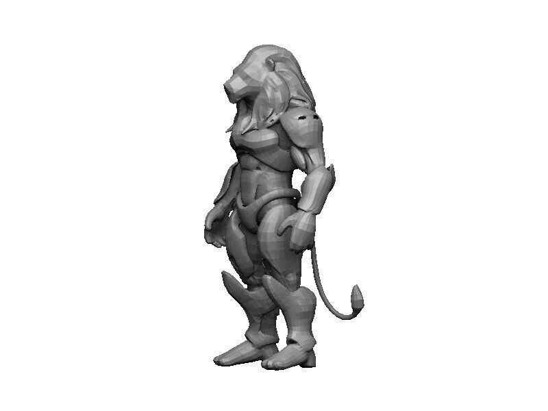 Lion Cyborg Low-poly 3D model_5
