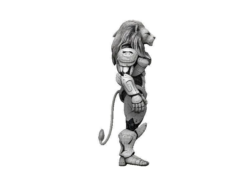 Lion Cyborg Low-poly 3D model_4
