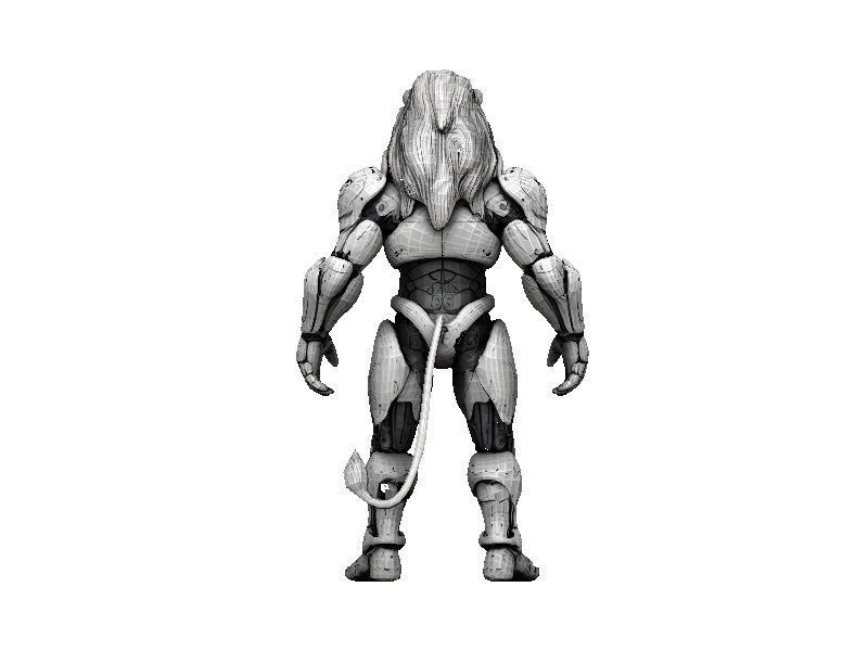 Lion Cyborg Low-poly 3D model_3