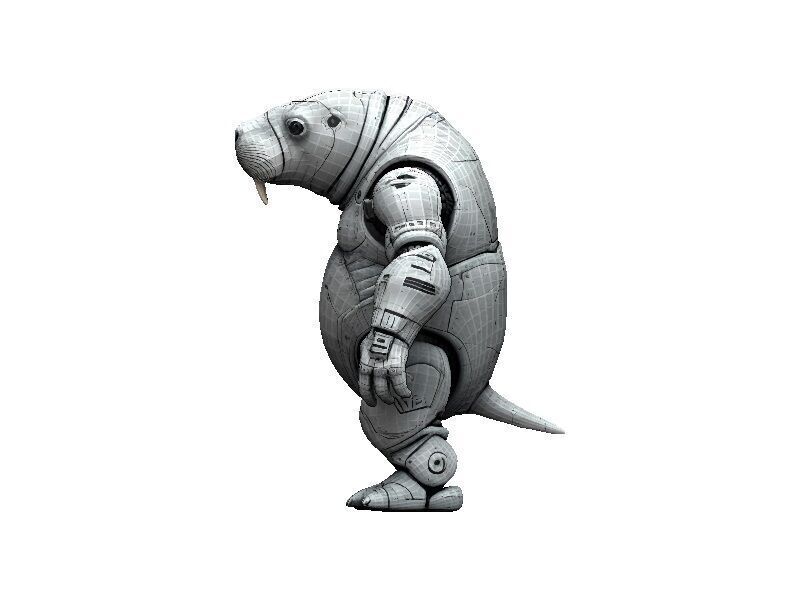 Manatee Cyborg Low-poly 3D model_3
