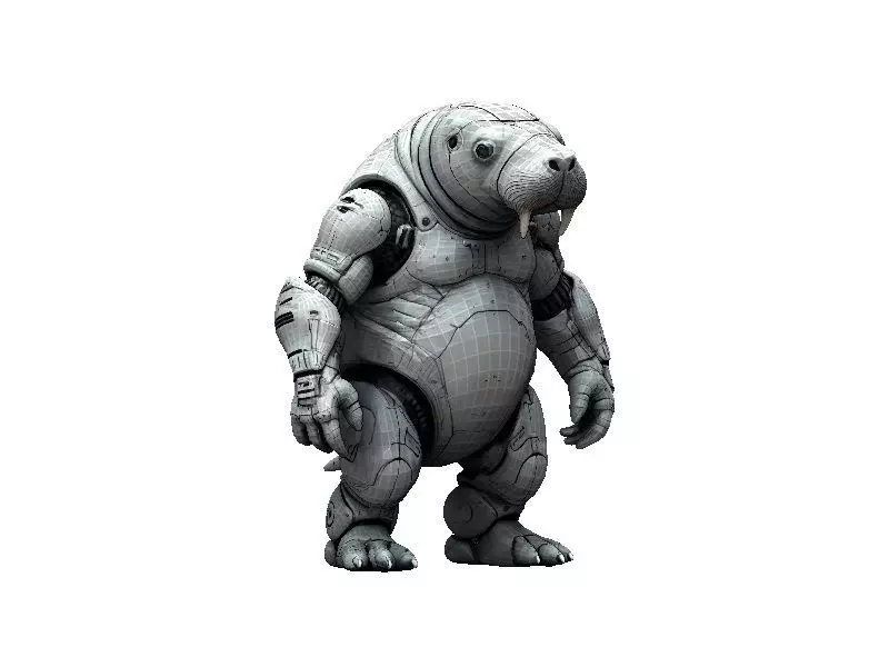 Manatee Cyborg Low-poly 3D model_0