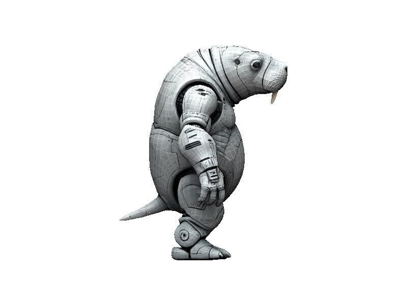 Manatee Cyborg Low-poly 3D model_1