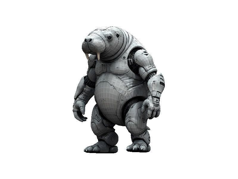 Manatee Cyborg Low-poly 3D model_4