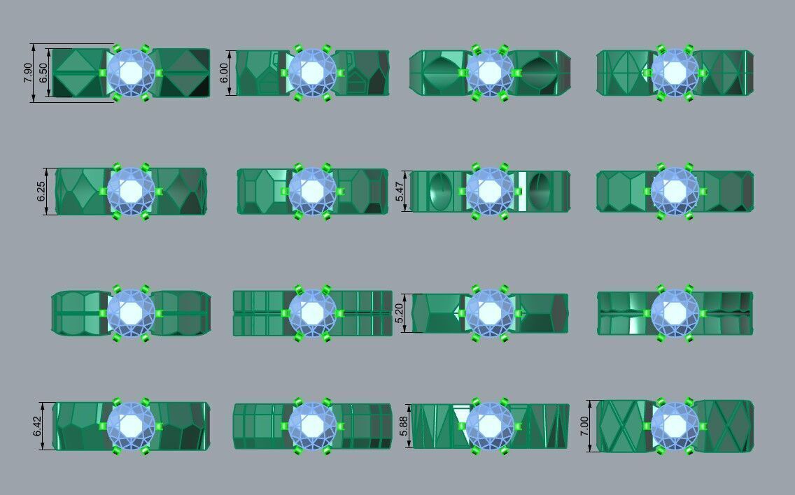 Geometric Solitaire Ring Collection 3D print model_17