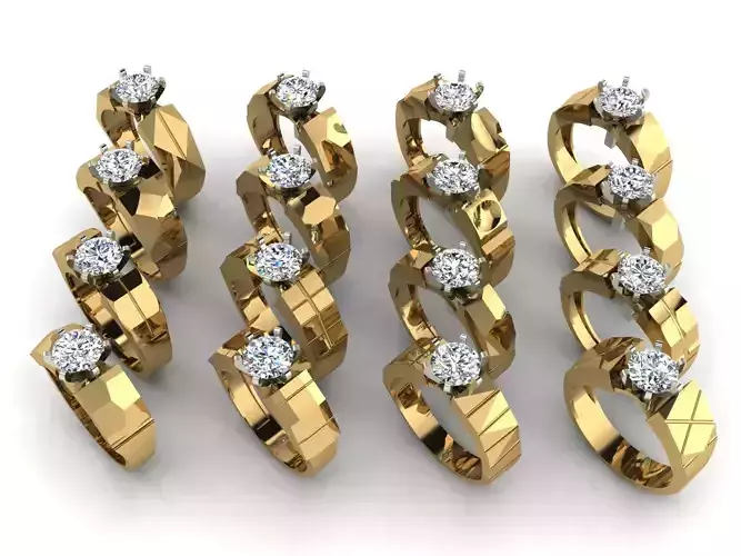 Geometric Solitaire Ring Collection 3D print model