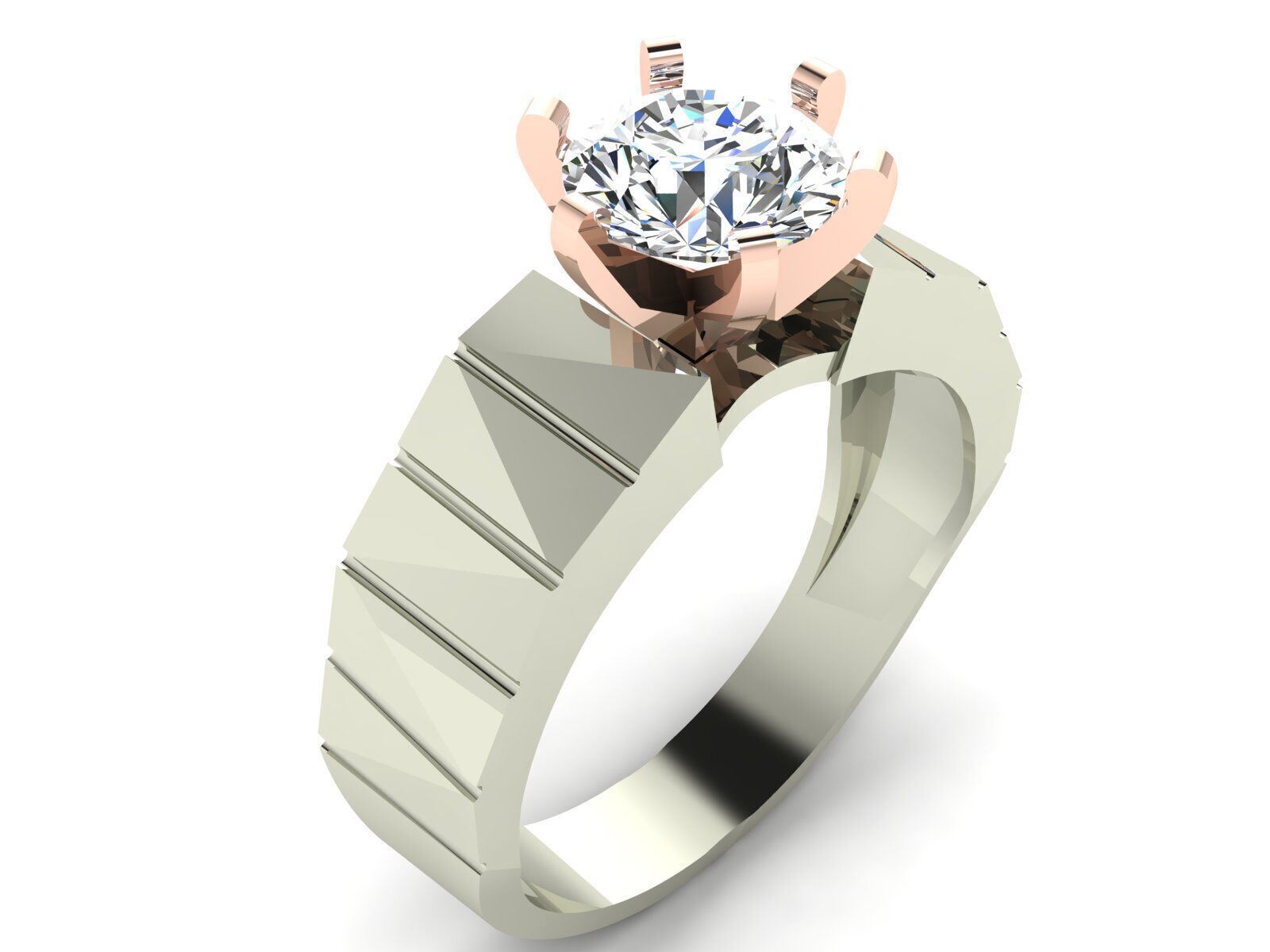 Geometric Solitaire Ring Collection 3D print model_7