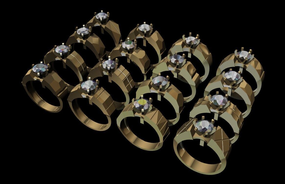 Geometric Solitaire Ring Collection 3D print model_20