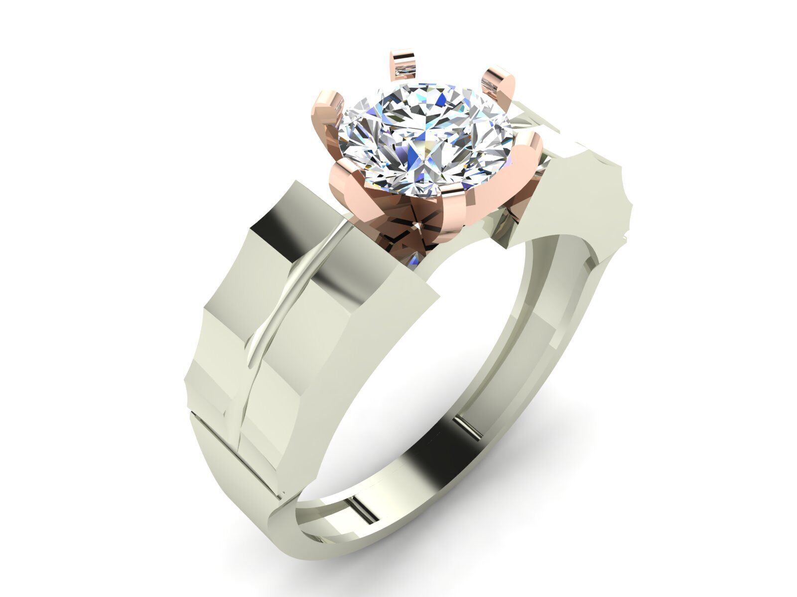 Geometric Solitaire Ring Collection 3D print model_4