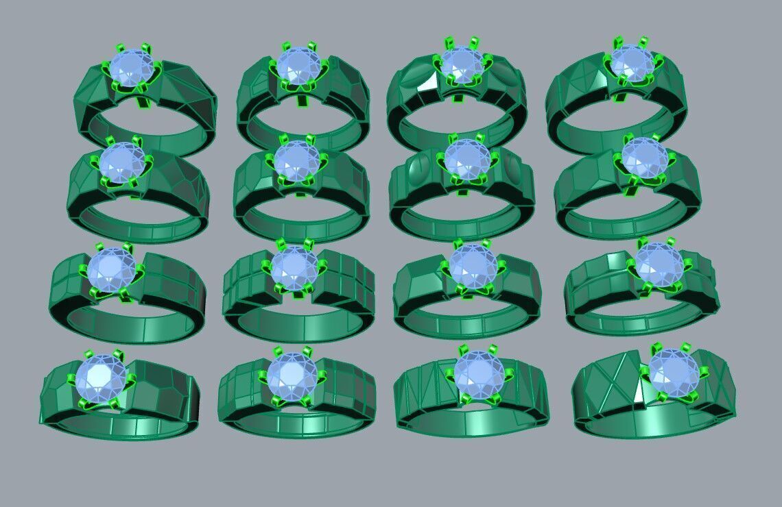 Geometric Solitaire Ring Collection 3D print model_18