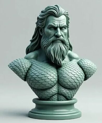 Sea King Bust  Epic Mythical Poseidon STL File for 3D Printing 3D print model
