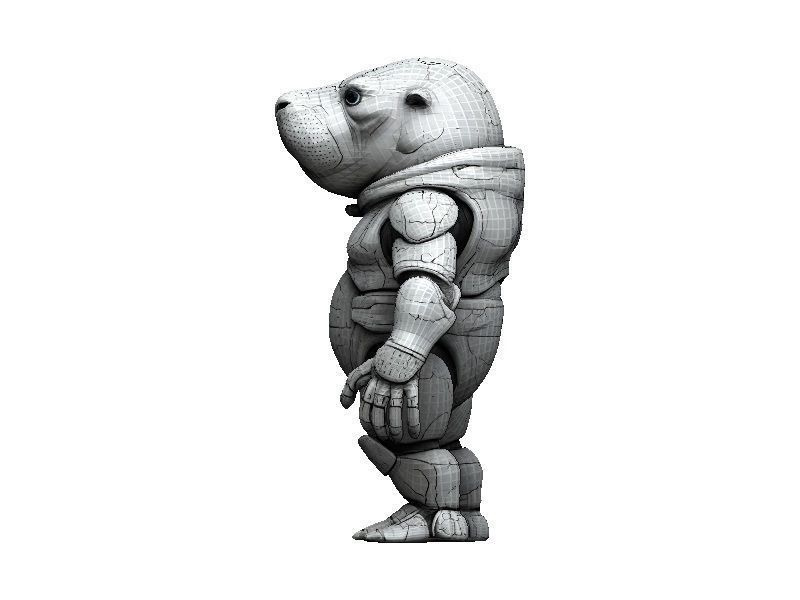 Manatee Cyborg Low-poly 3D model_3