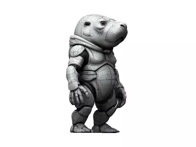 Manatee Cyborg Low-poly 3D model_0
