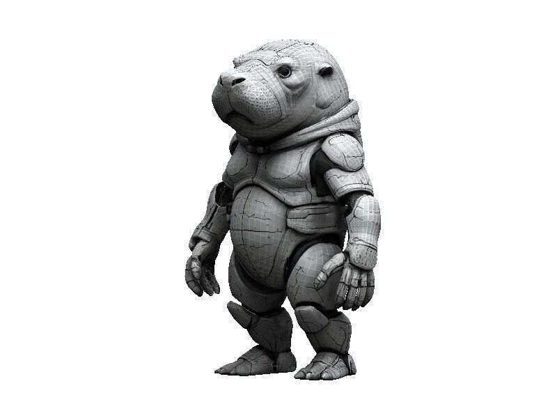 Manatee Cyborg Low-poly 3D model_2