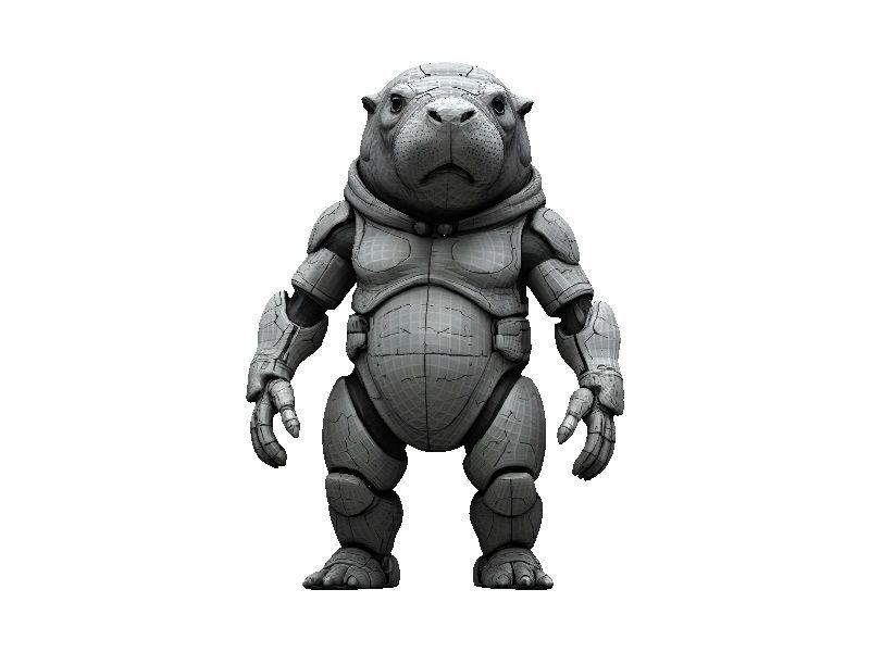 Manatee Cyborg Low-poly 3D model_1