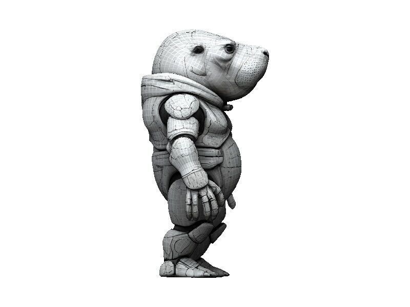 Manatee Cyborg Low-poly 3D model_5
