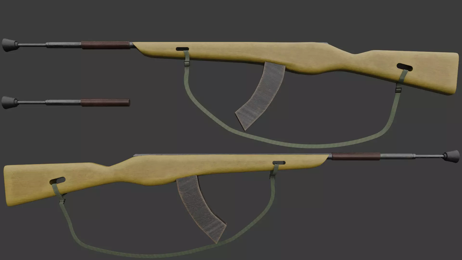 East German DDR Bayonet Training Rifle Low-poly 3D model_0