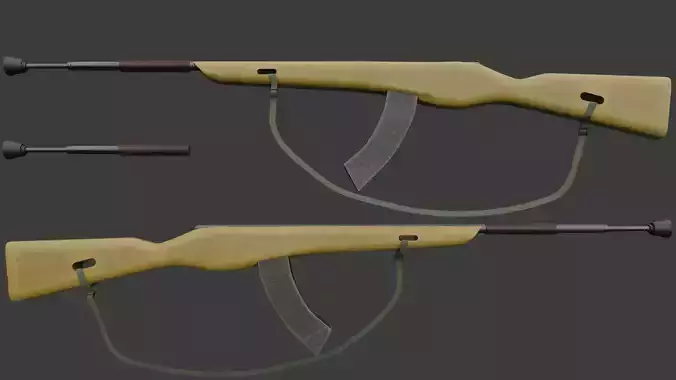 East German DDR Bayonet Training Rifle Low-poly 3D model