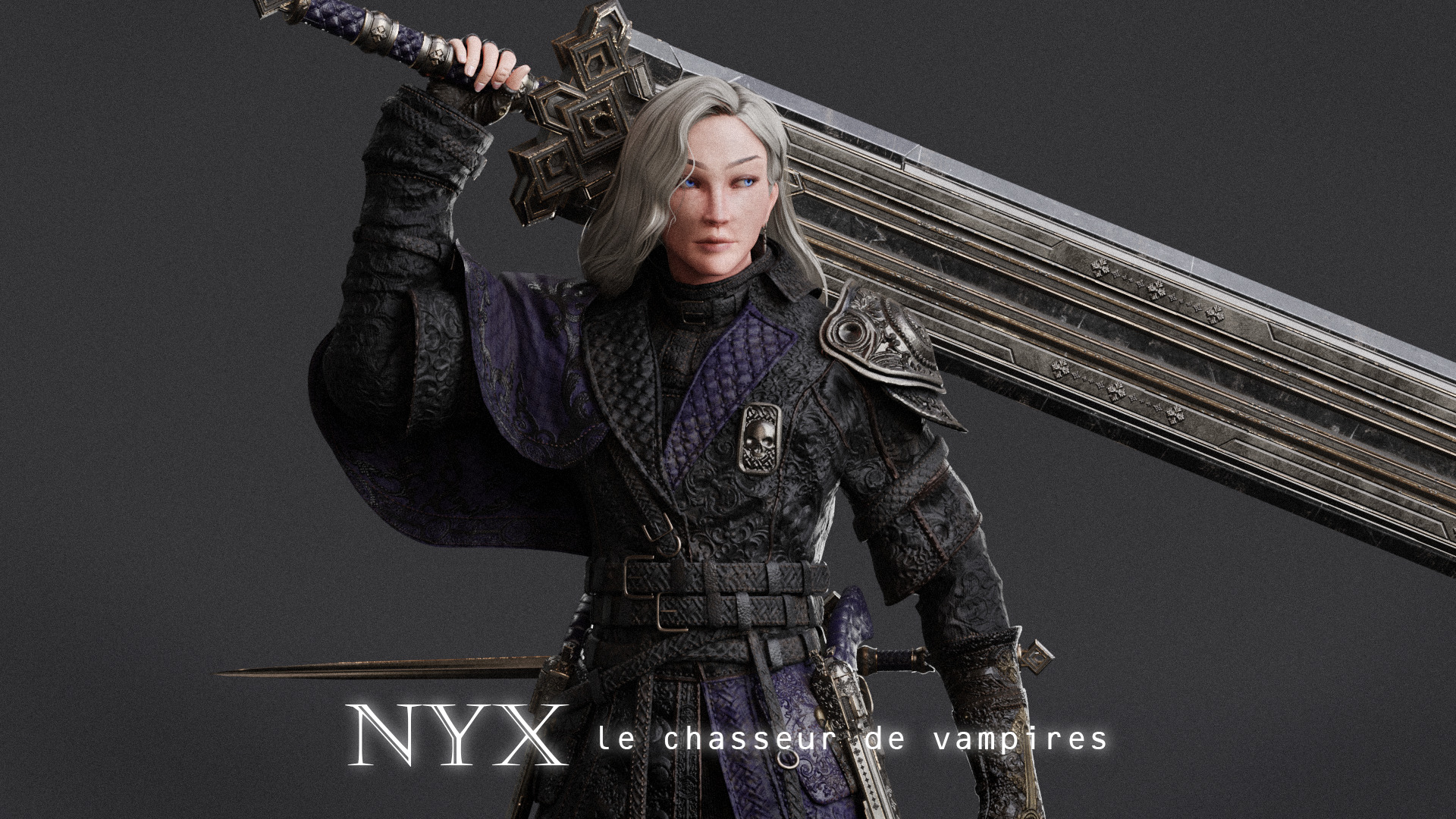 NYX - Vampire Hunter  - Fantasy Female Warrior Game Character 3D model_3