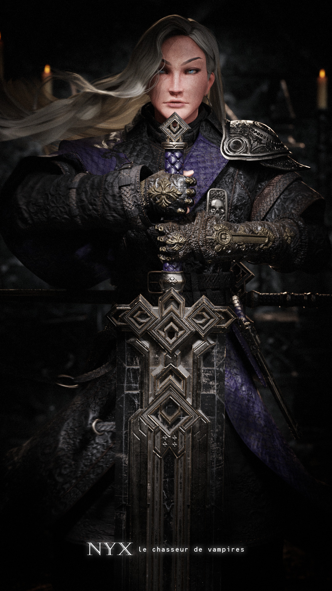 NYX - Vampire Hunter  - Fantasy Female Warrior Game Character 3D model_36