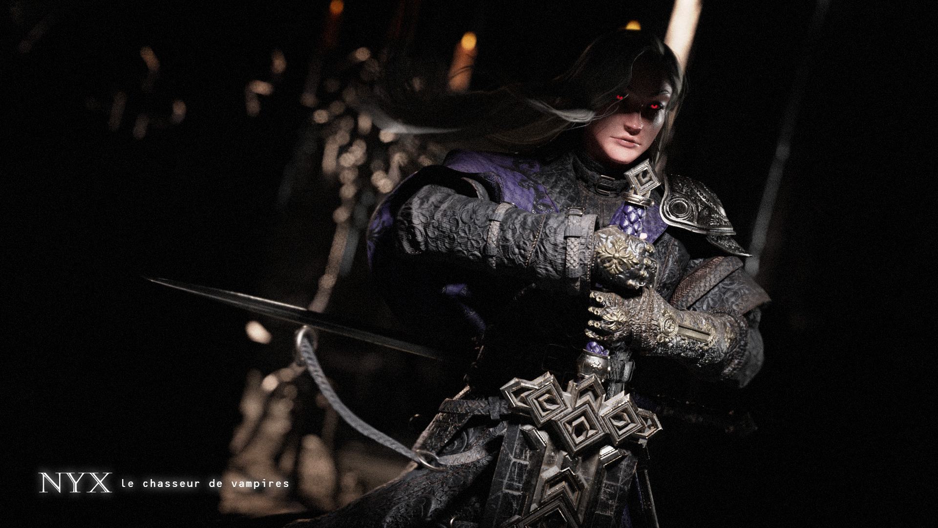 NYX - Vampire Hunter  - Fantasy Female Warrior Game Character 3D model_8