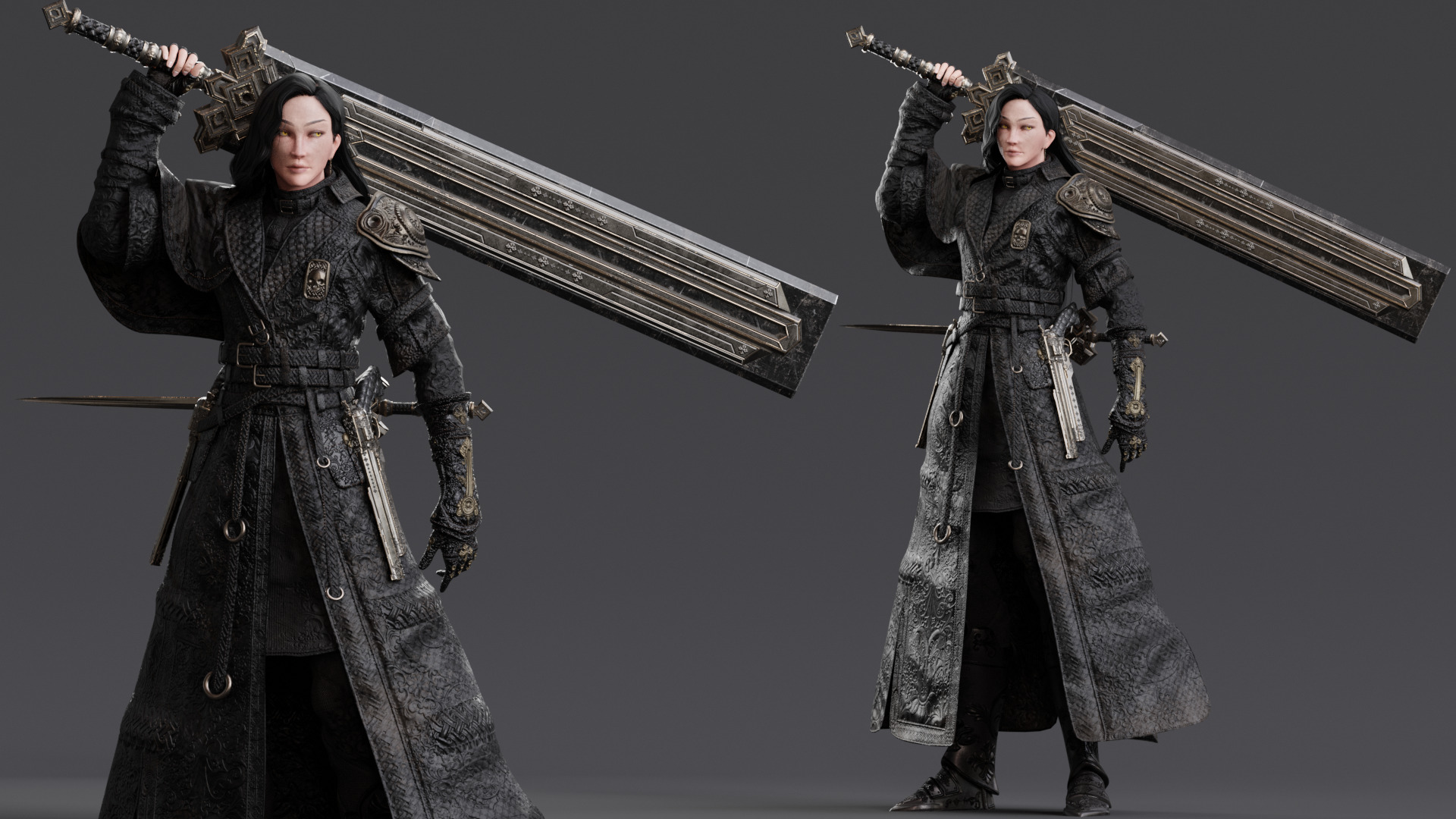 NYX - Vampire Hunter  - Fantasy Female Warrior Game Character 3D model_16