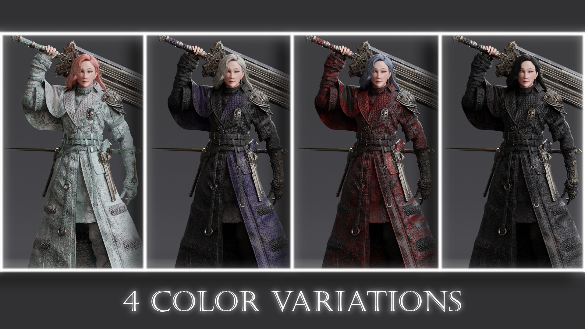 NYX - Vampire Hunter  - Fantasy Female Warrior Game Character 3D model_12