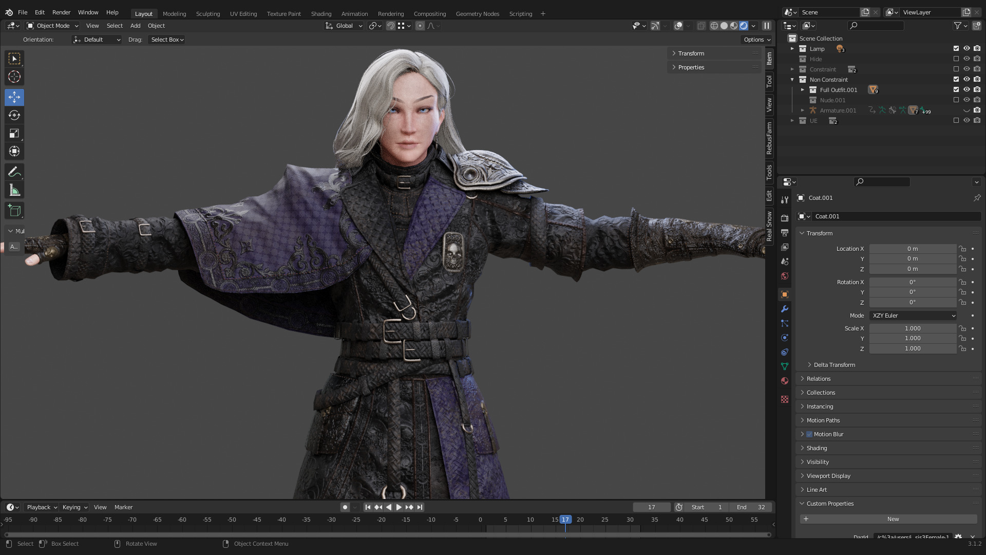 NYX - Vampire Hunter  - Fantasy Female Warrior Game Character 3D model_25