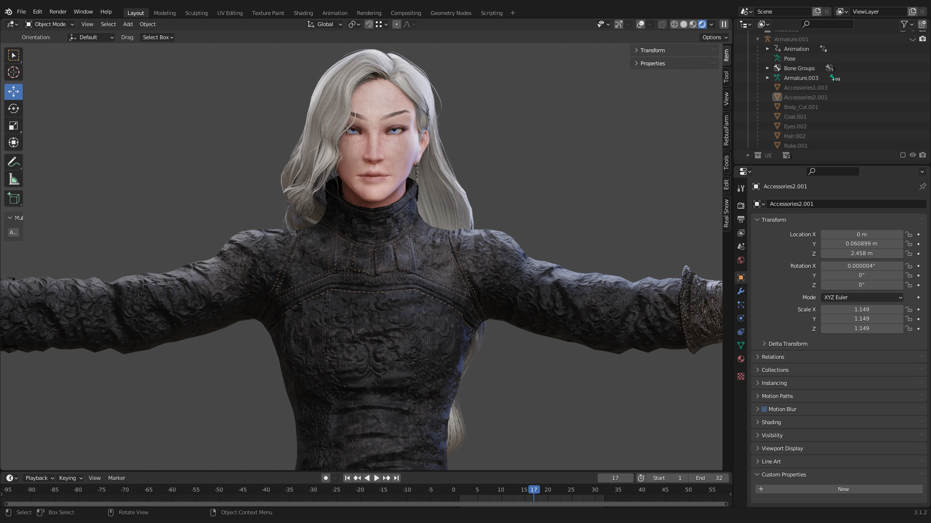 NYX - Vampire Hunter  - Fantasy Female Warrior Game Character 3D model_27