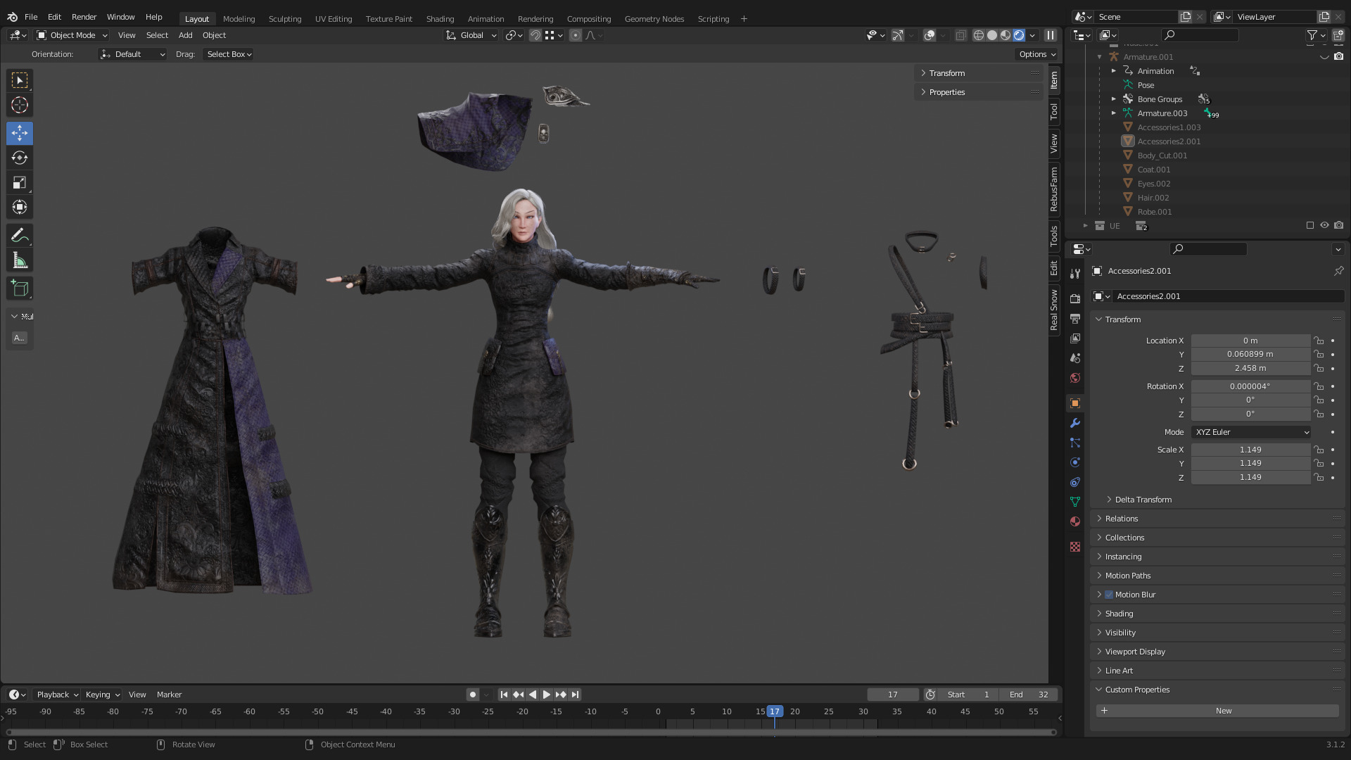NYX - Vampire Hunter  - Fantasy Female Warrior Game Character 3D model_26
