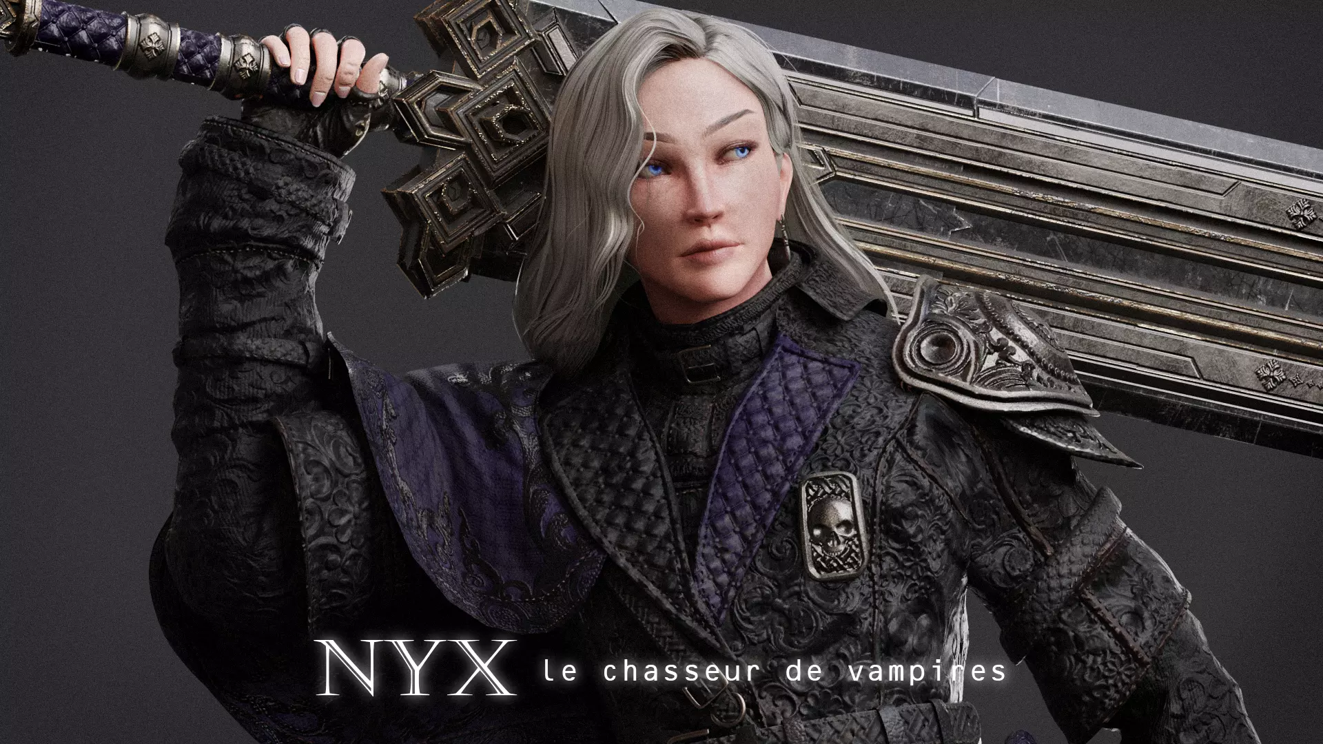 NYX - Vampire Hunter  - Fantasy Female Warrior Game Character 3D model_0