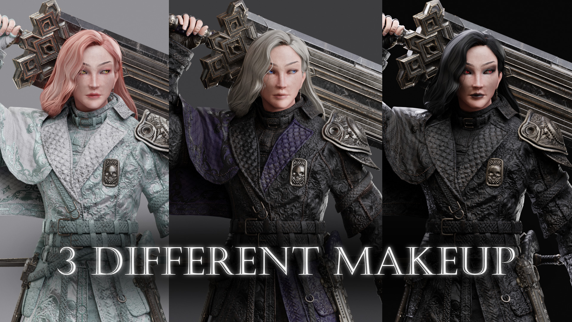 NYX - Vampire Hunter  - Fantasy Female Warrior Game Character 3D model_18