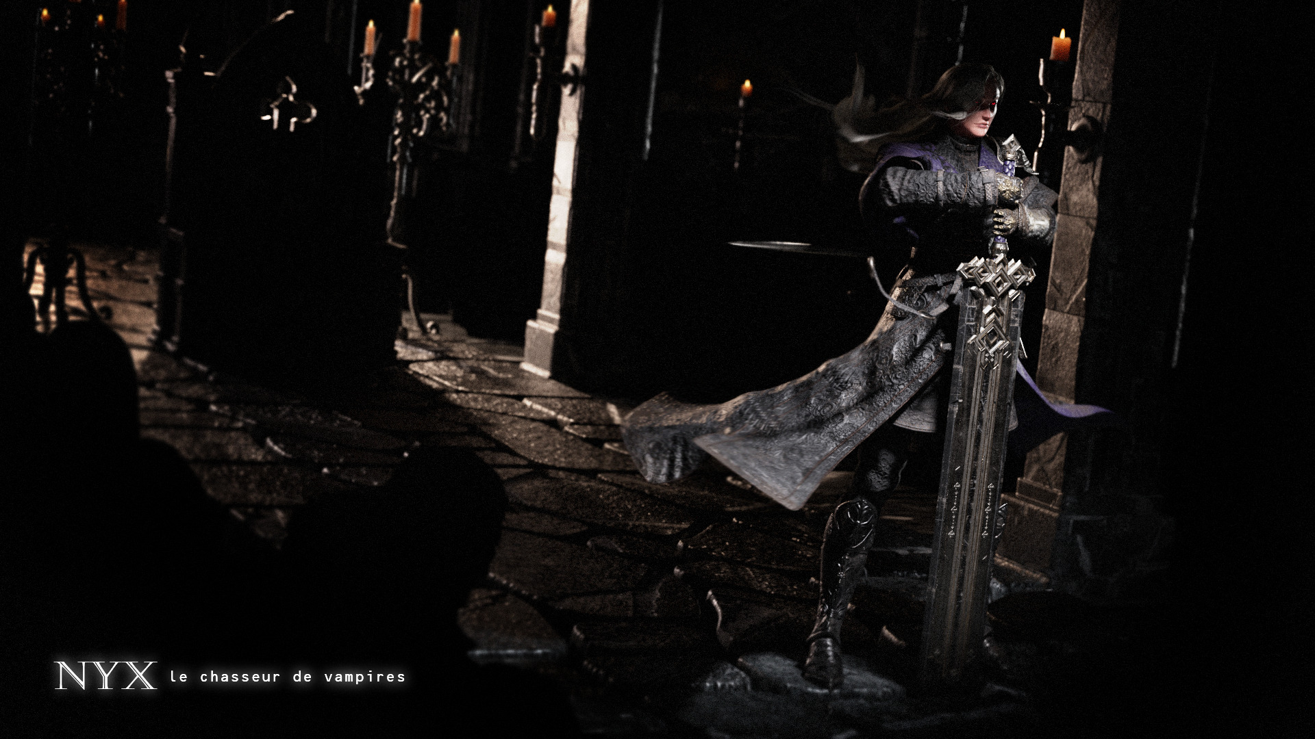 NYX - Vampire Hunter  - Fantasy Female Warrior Game Character 3D model_10