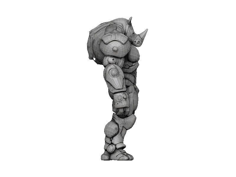 Rhino Cyborg Low-poly 3D model_2