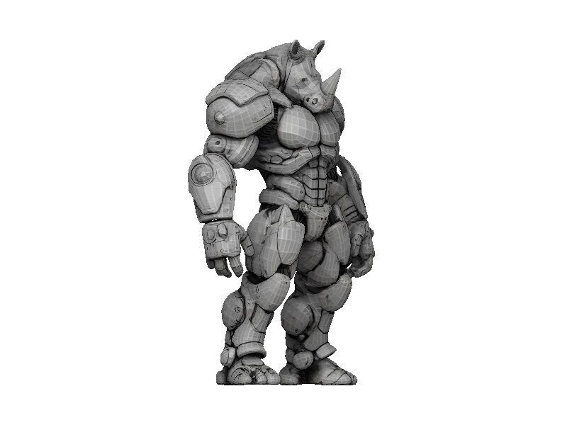 Rhino Cyborg Low-poly 3D model_1