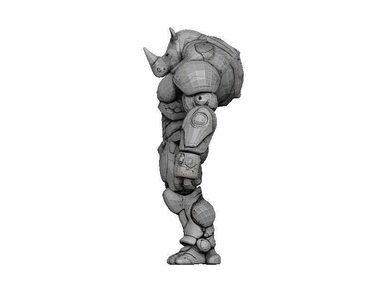 Rhino Cyborg Low-poly 3D model_4