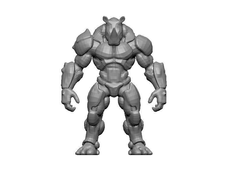 Rhino Cyborg Low-poly 3D model_6
