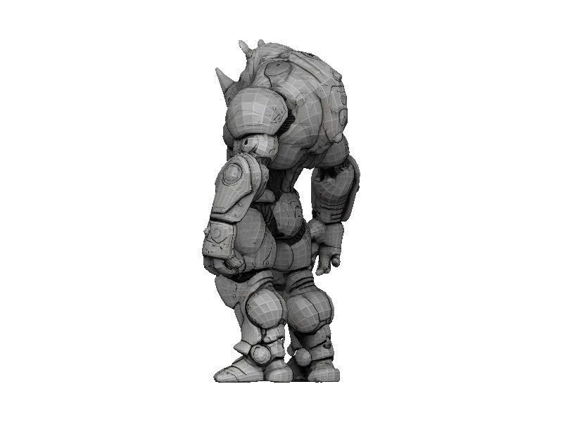 Rhino Cyborg Low-poly 3D model_3