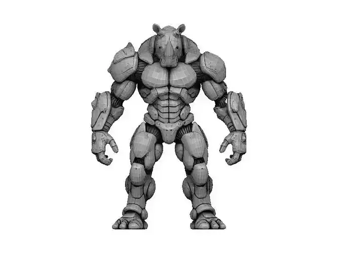 Rhino Cyborg Low-poly 3D model