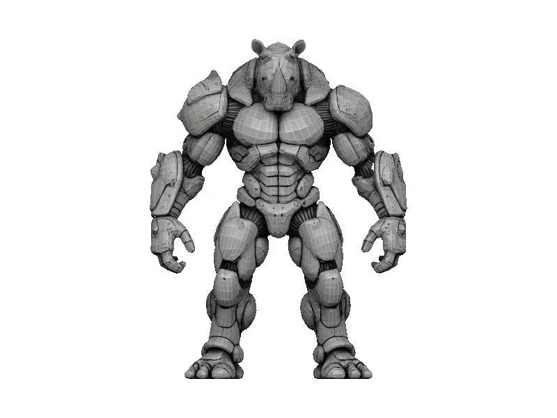 Rhino Cyborg Low-poly 3D model_0