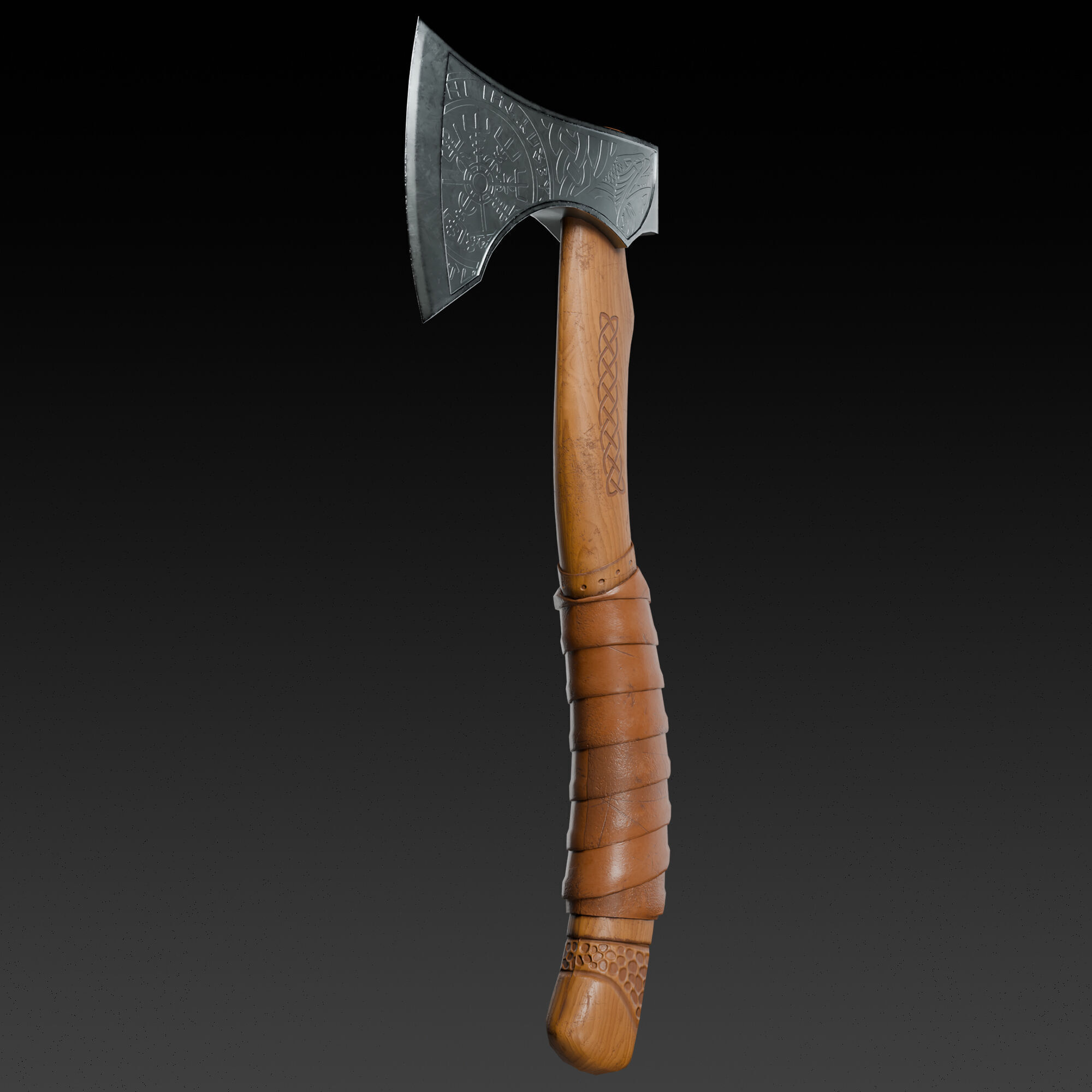 Viking Hand Axe - Game Ready Asset Low-poly 3D model_4