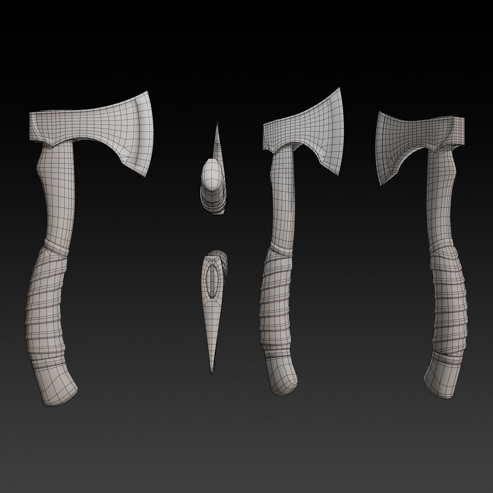 Viking Hand Axe - Game Ready Asset Low-poly 3D model_7