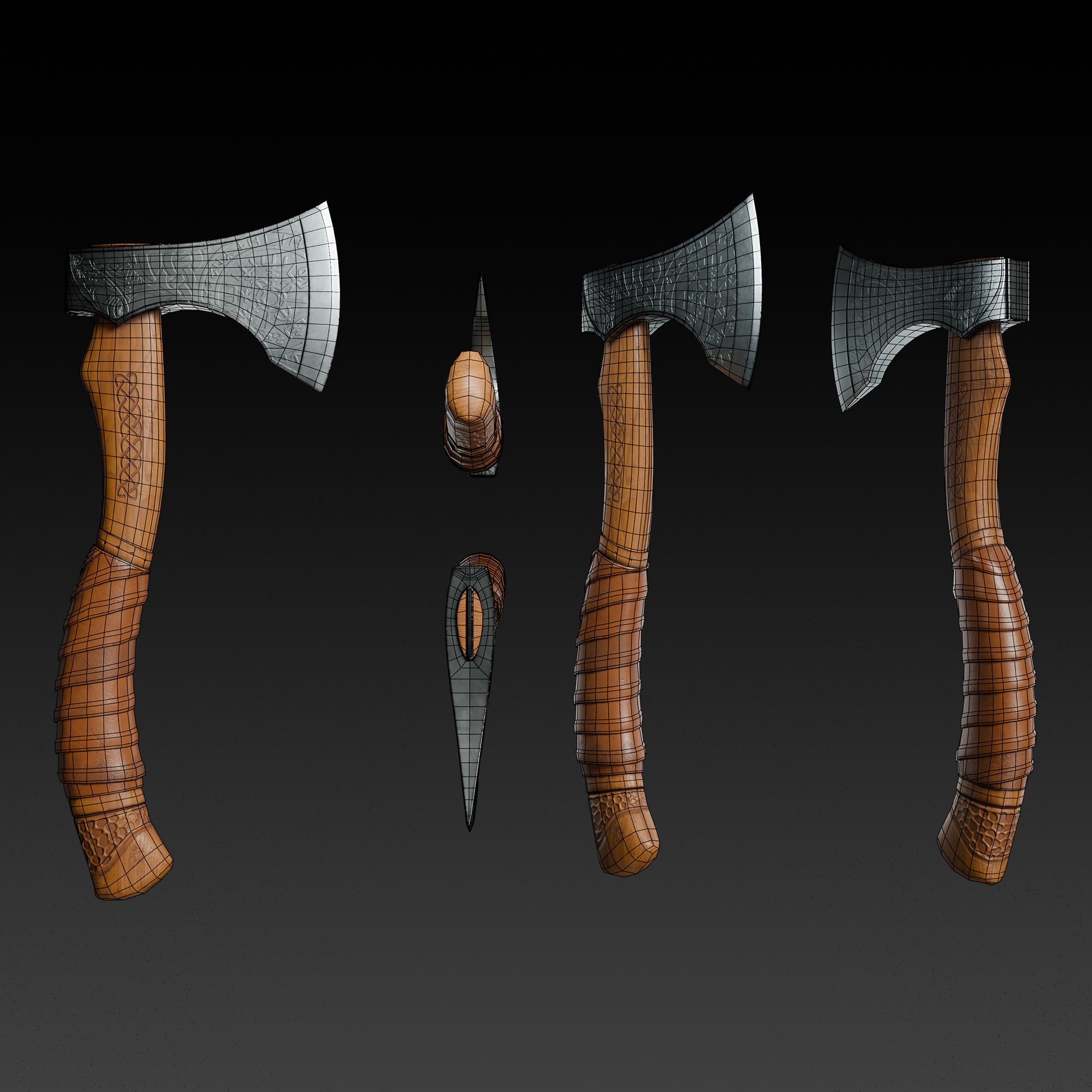 Viking Hand Axe - Game Ready Asset Low-poly 3D model_6