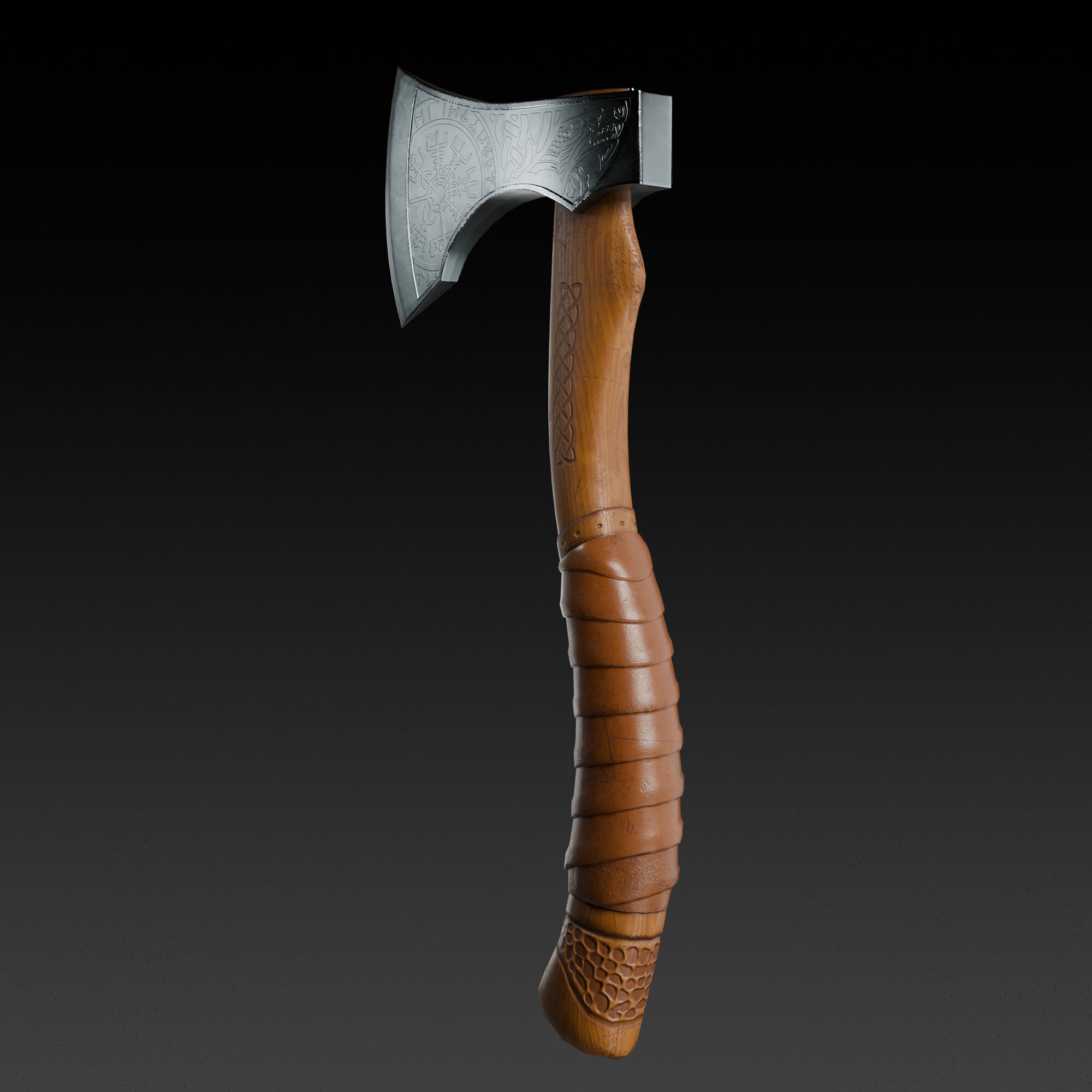 Viking Hand Axe - Game Ready Asset Low-poly 3D model_3