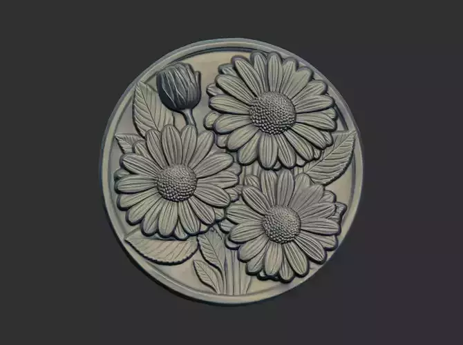 flower and bud roundframe cnc model 3D print model